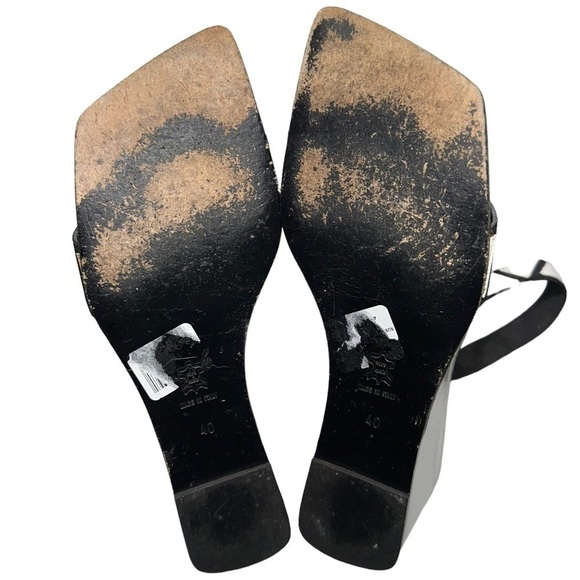 Luc Berjen Paris 40 9.5 White Black Leather Mod Retro Ankle Strap Wedge Heels - Picture 8 of 10